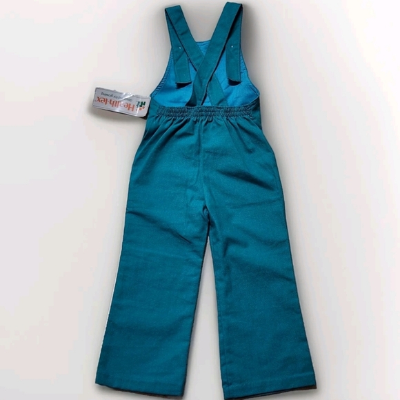NWT VTG HealthTex Cotton Overalls Size 4T Color Aqua and white - Picture 10 of 10